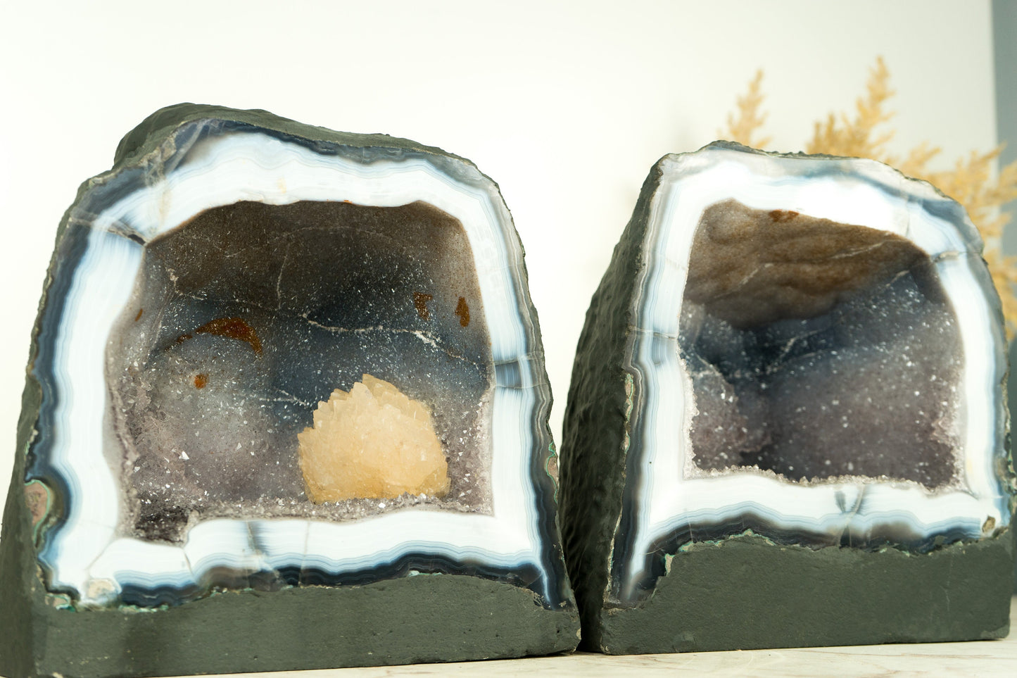 Gorgeous Pair of Lace Agate Geodes