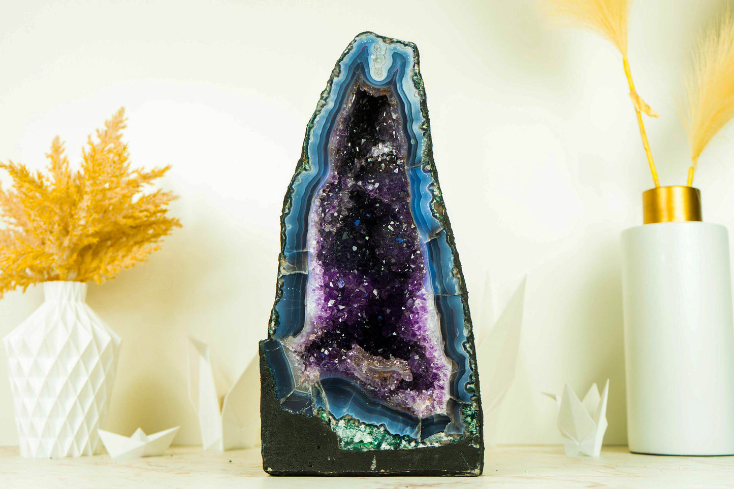 Captivating Rare Deep Blue Agate Geode