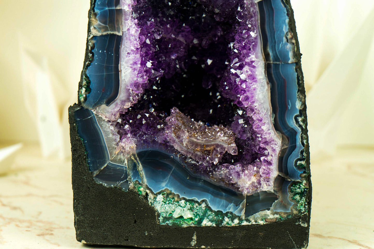 Captivating Rare Deep Blue Agate Geode