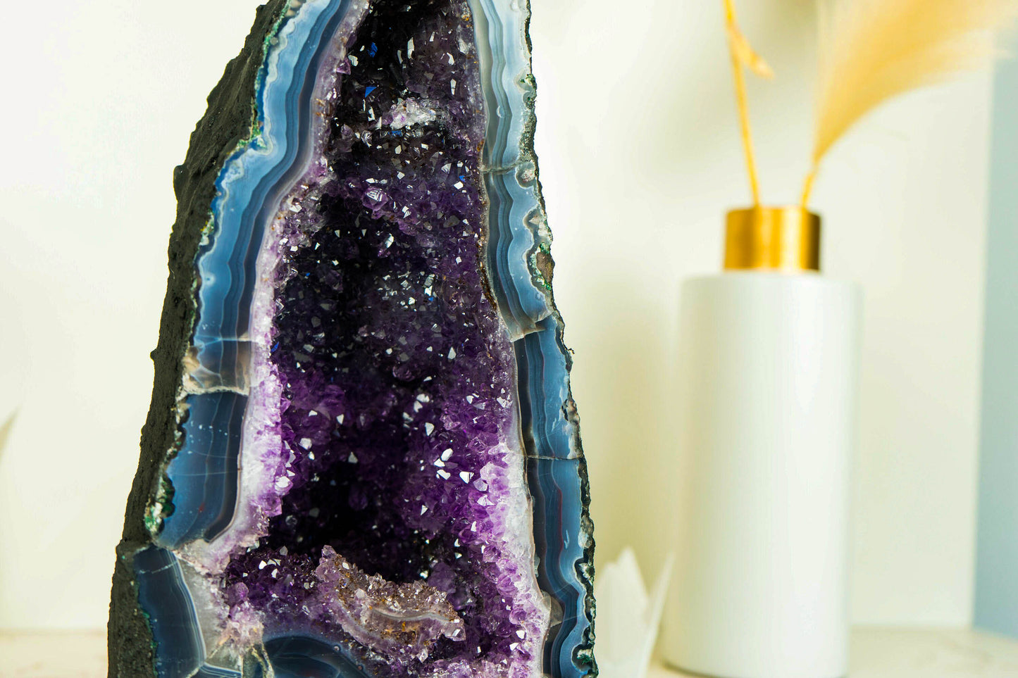 Captivating Rare Deep Blue Agate Geode