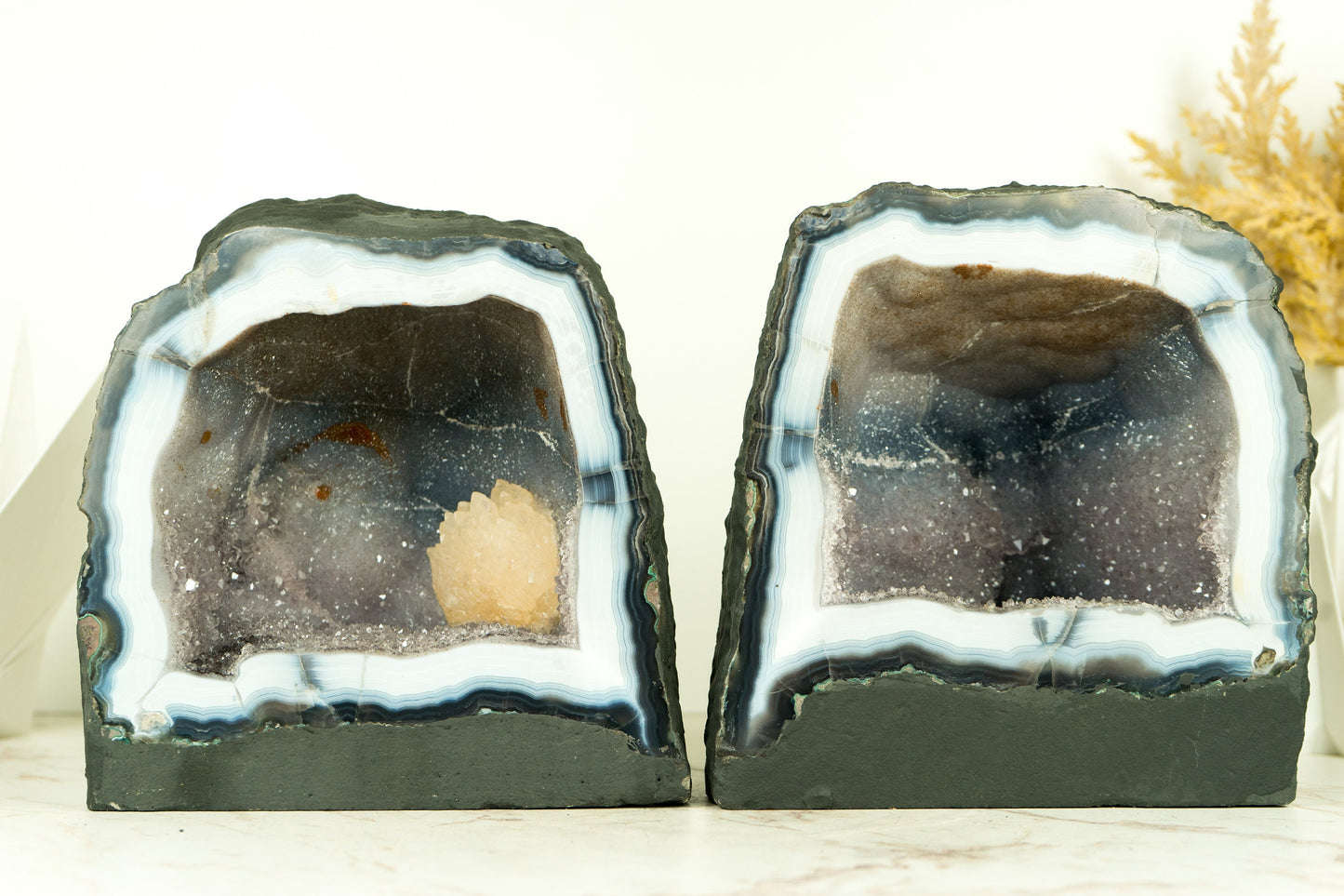 Gorgeous Pair of Lace Agate Geodes