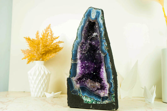 Captivating Rare Deep Blue Agate Geode