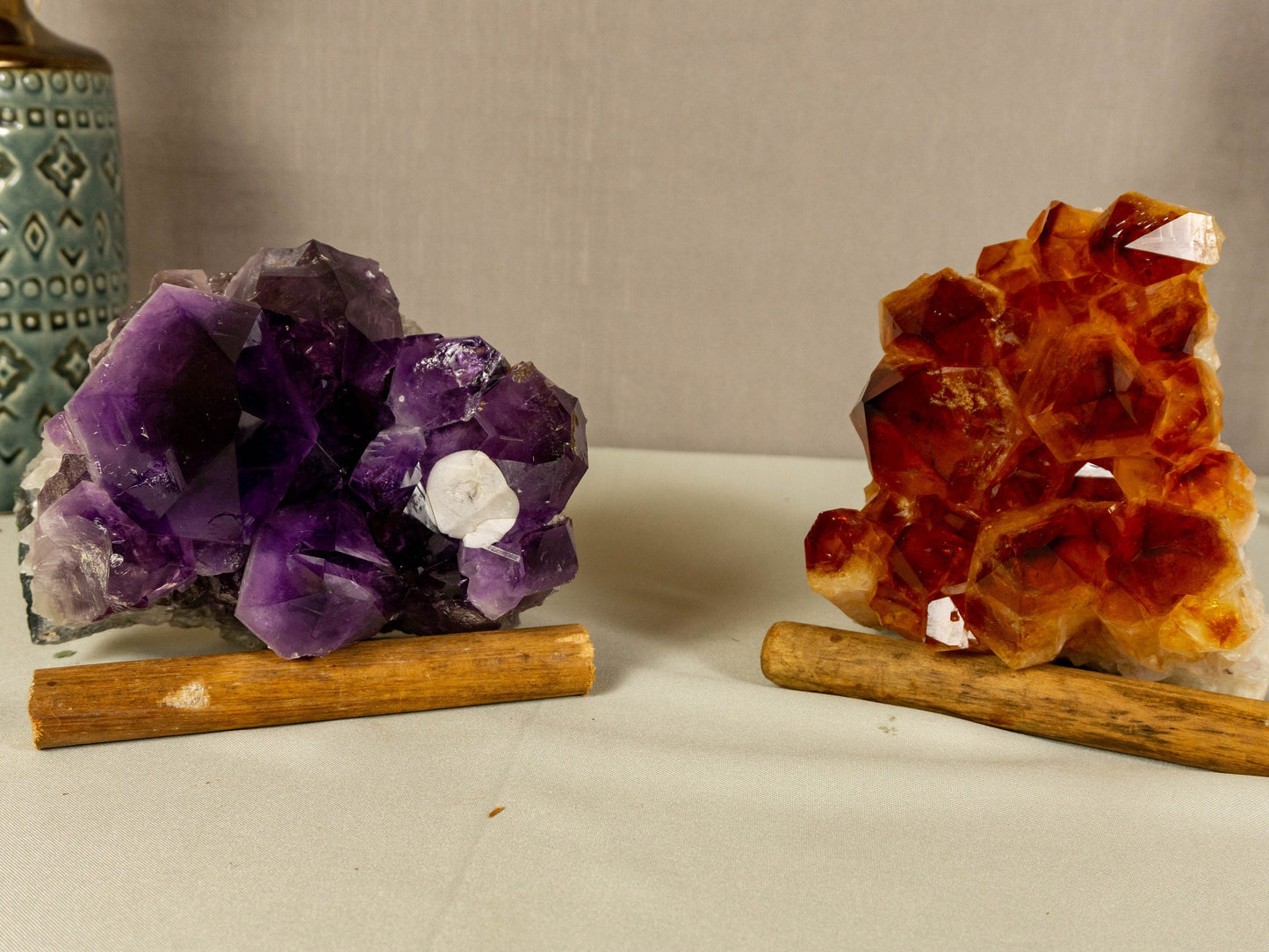 Spectacular Amethyst and Citrine Cluster Set