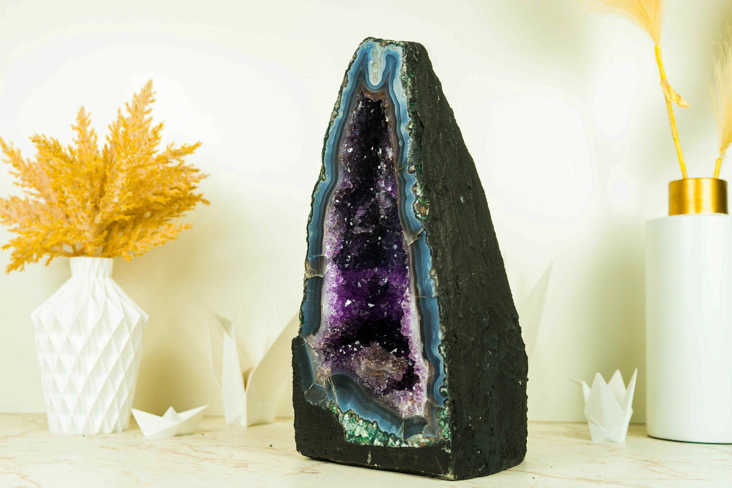 Captivating Rare Deep Blue Agate Geode