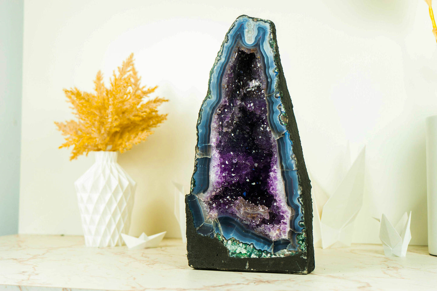 Captivating Rare Deep Blue Agate Geode