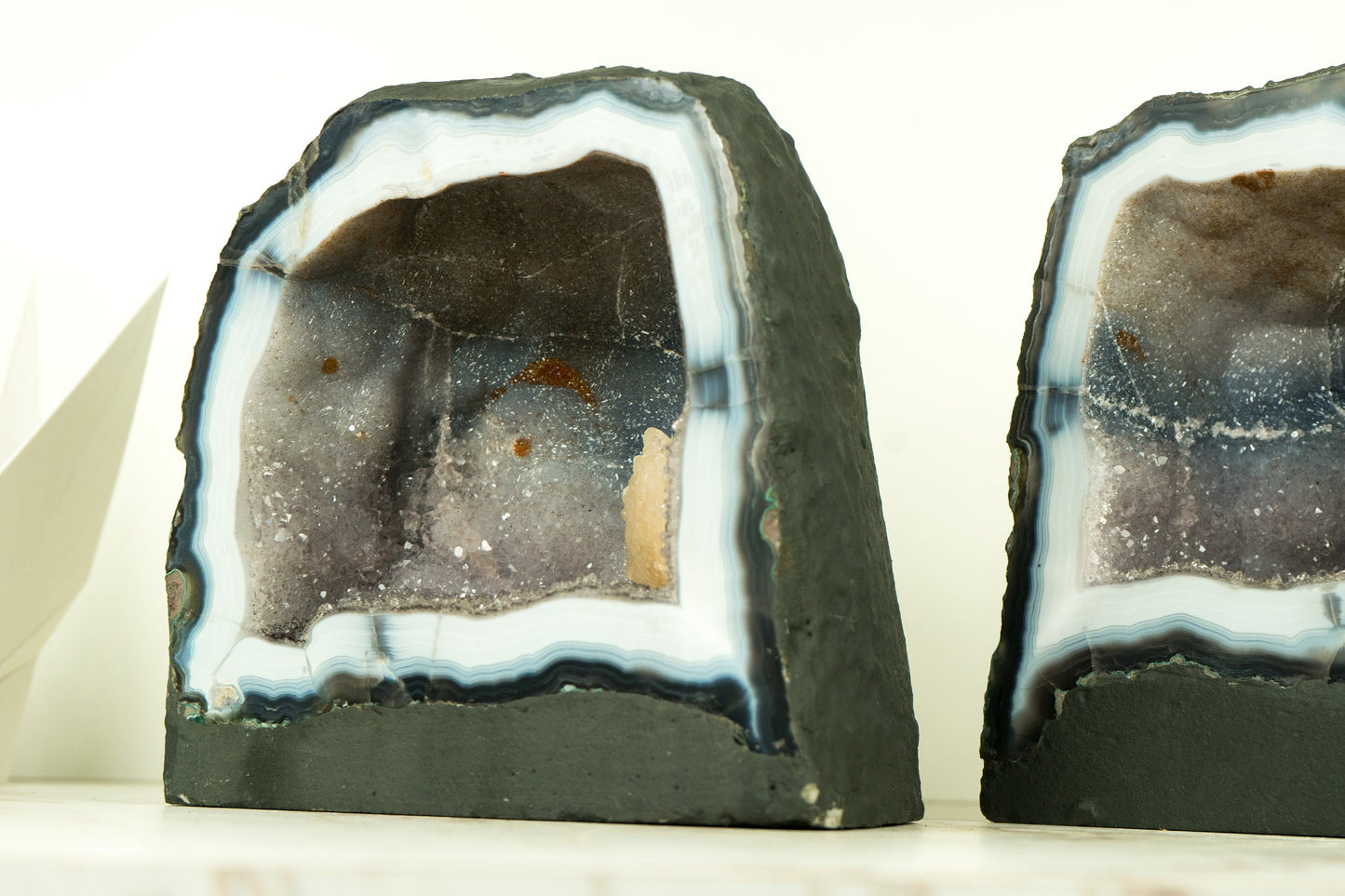 Gorgeous Pair of Lace Agate Geodes