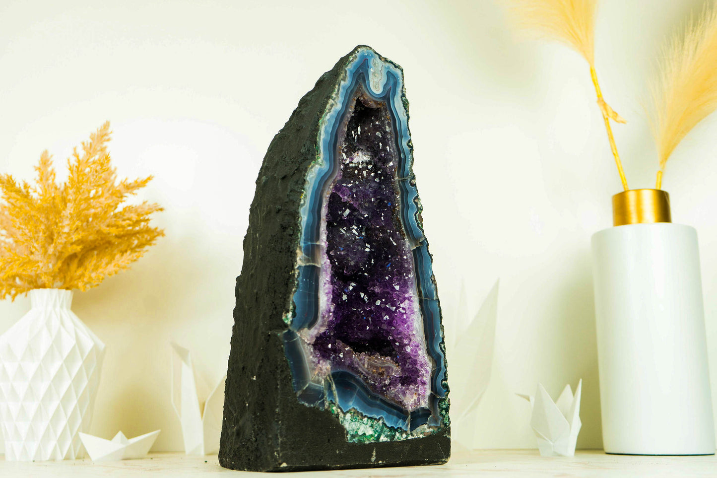 Captivating Rare Deep Blue Agate Geode